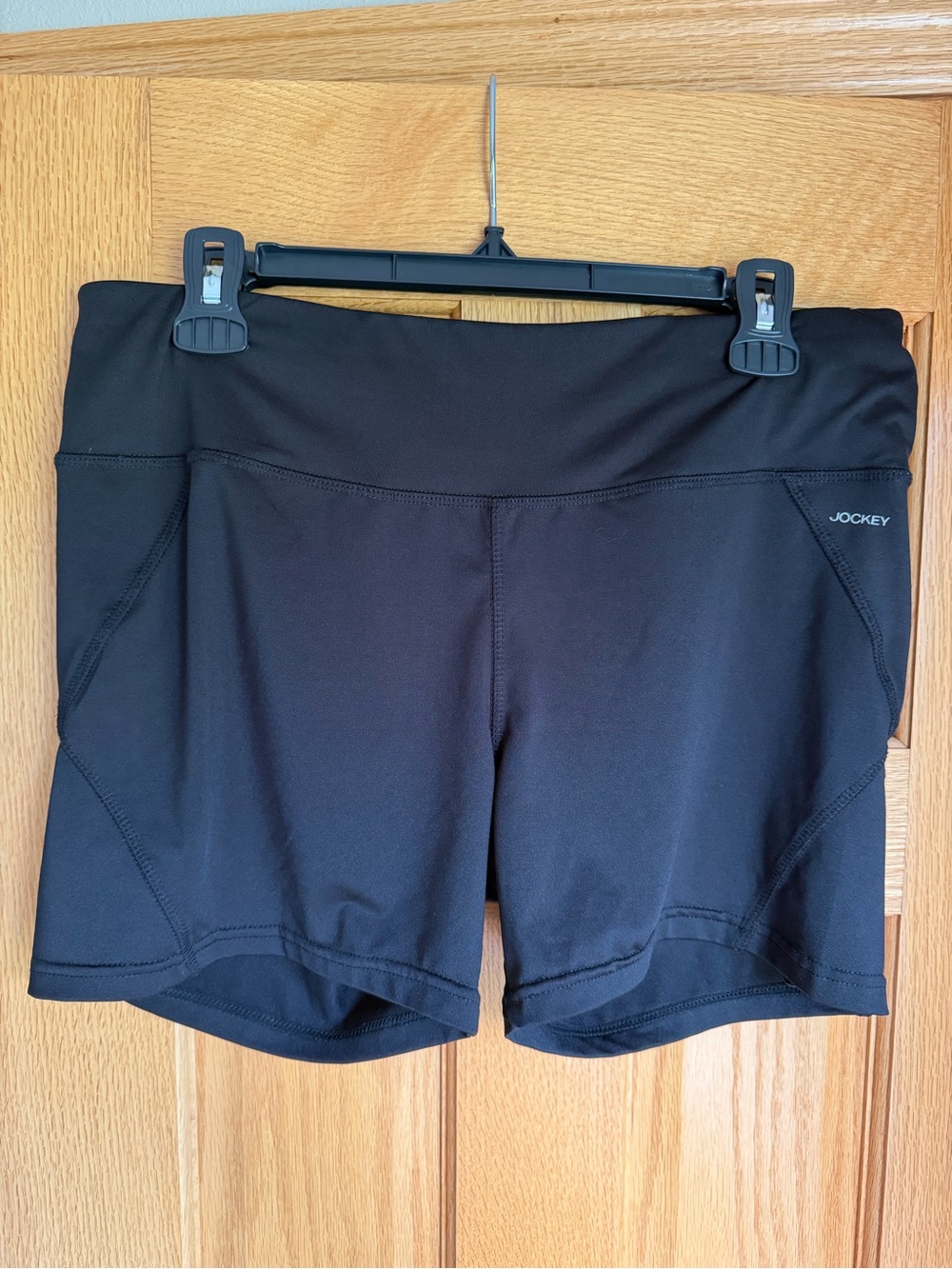 Jockey Womens Active Bike Shorts Black High Rise Athletic Pockets Size XL